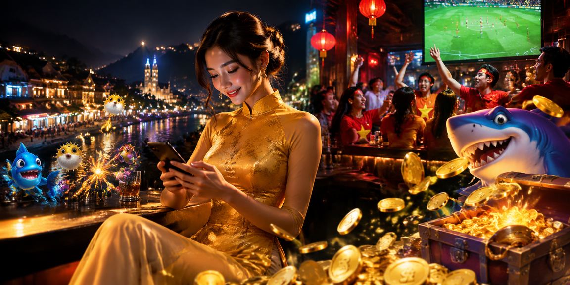 Người phụ nữ mặc áo dài tại Sa Pa chơi Ban Cá trên điện thoại giữa thiên nhiên
